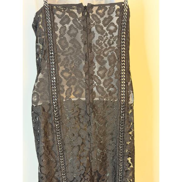 AllSaints Black Lace Chain Detail Cocktail Dress Size US 4 - Picture 6 of 9